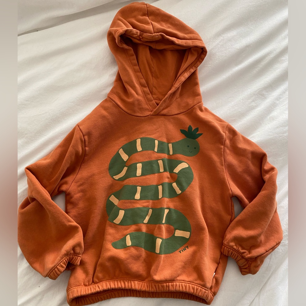Kids Orange TinyCottons Hoodie size 5 / 6. EUC. Boys / Girls.
